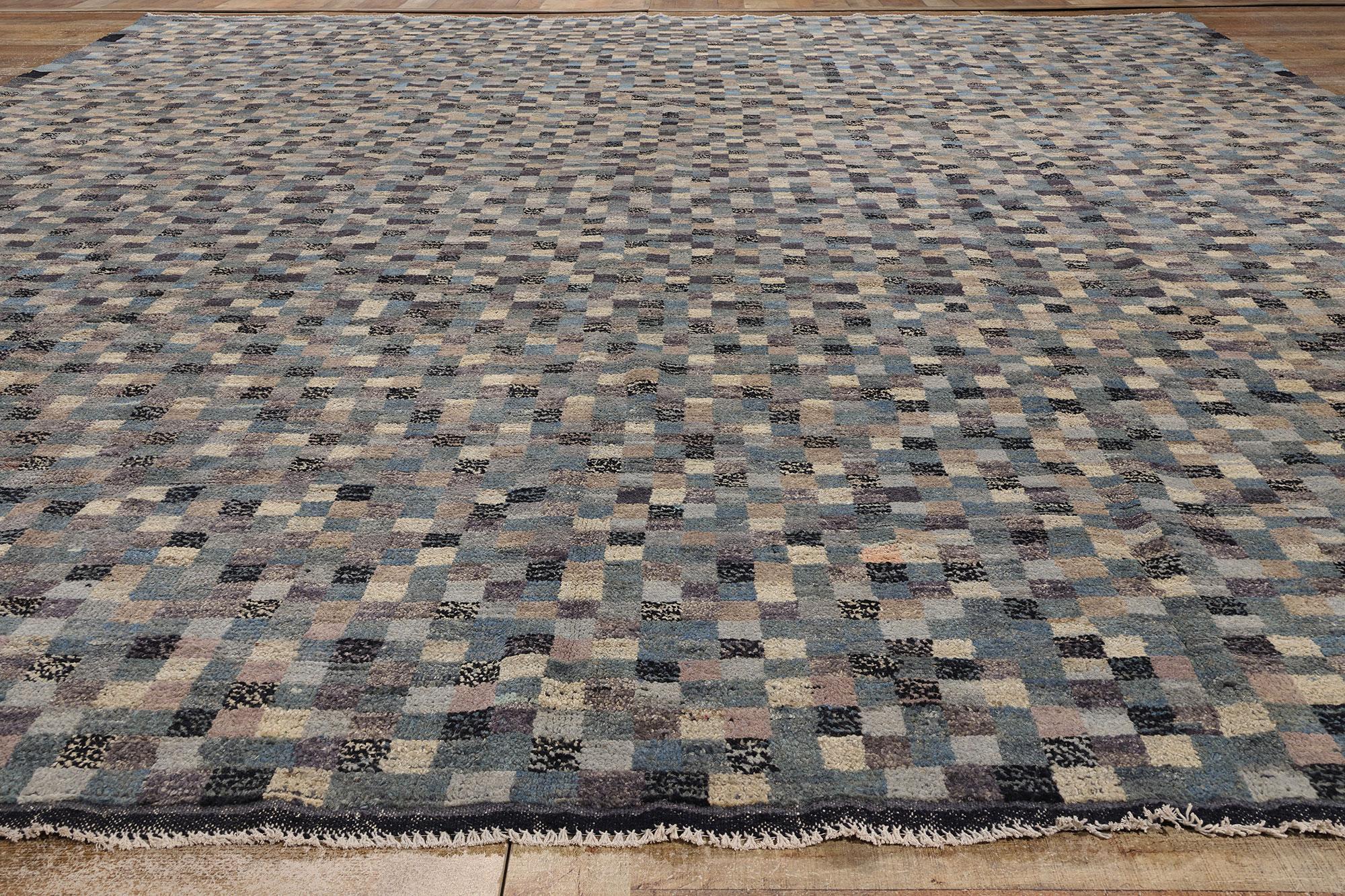 Modernes Bauhaus Karierter Marokkanischer Teppich (21. Jahrhundert und zeitgenössisch) im Angebot