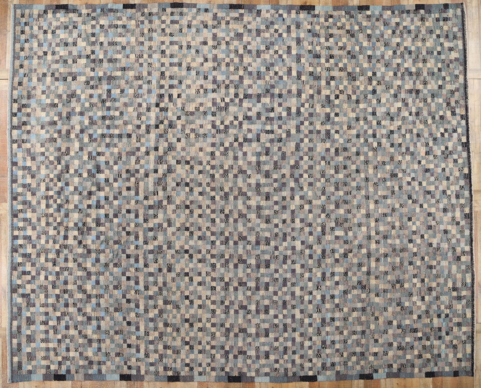 Modern Bauhaus Checkered Moroccan Rug For Sale 2