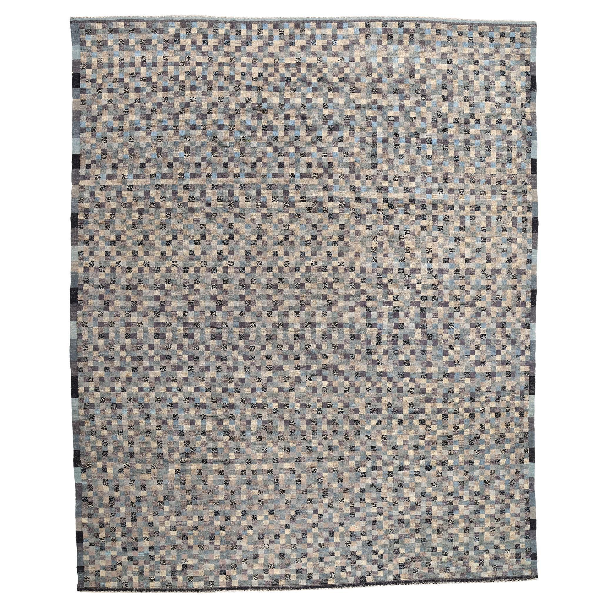 Modern Bauhaus Checkered Moroccan Rug For Sale