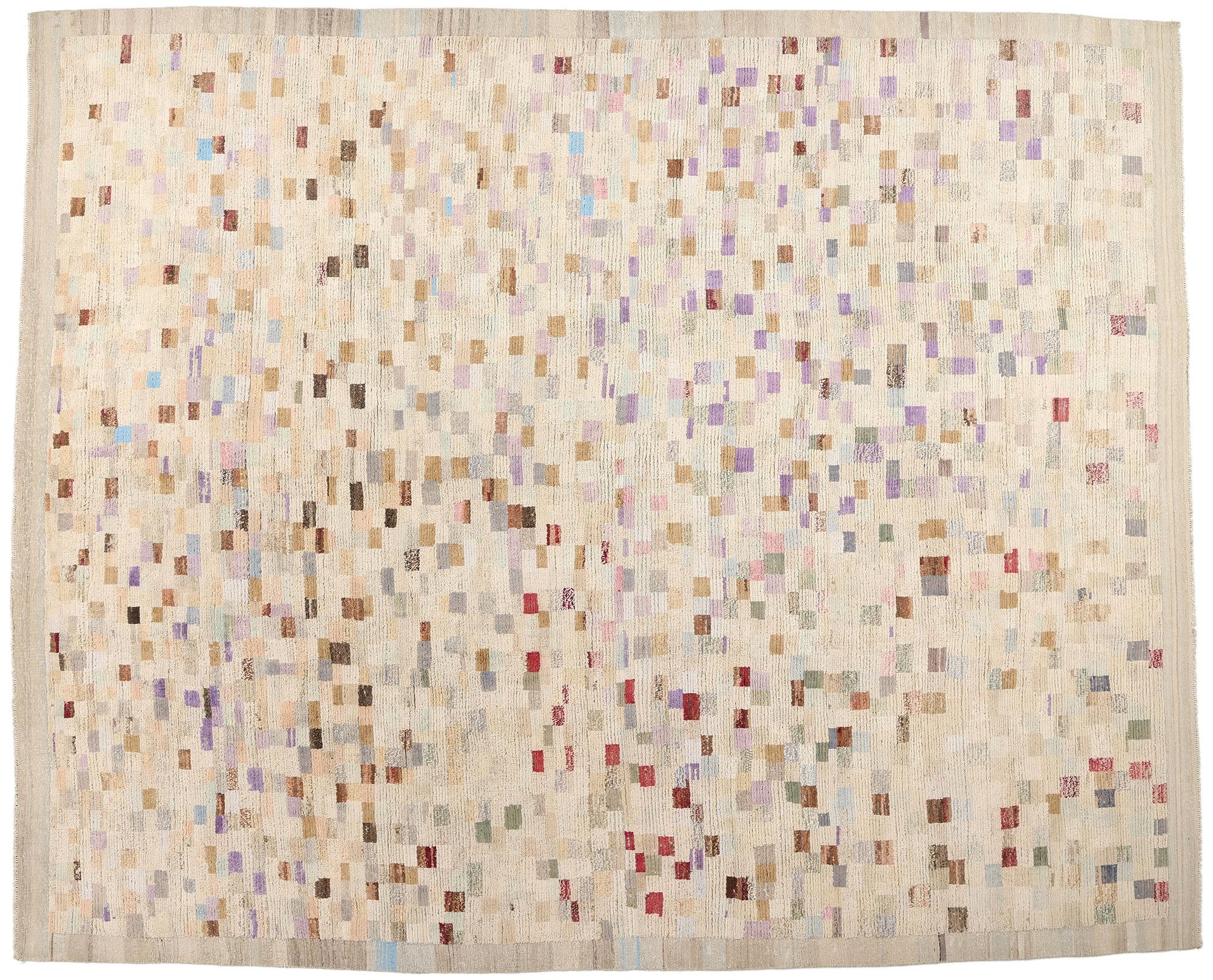 Tapis marocain moderne Bauhaus à carreaux, le style Boho du milieu du siècle rencontre l'enchantement tribal en vente 2
