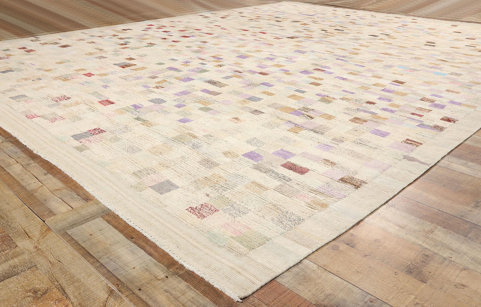 XXIe siècle et contemporain Tapis marocain moderne Bauhaus à carreaux, le style Boho du milieu du siècle rencontre l'enchantement tribal en vente