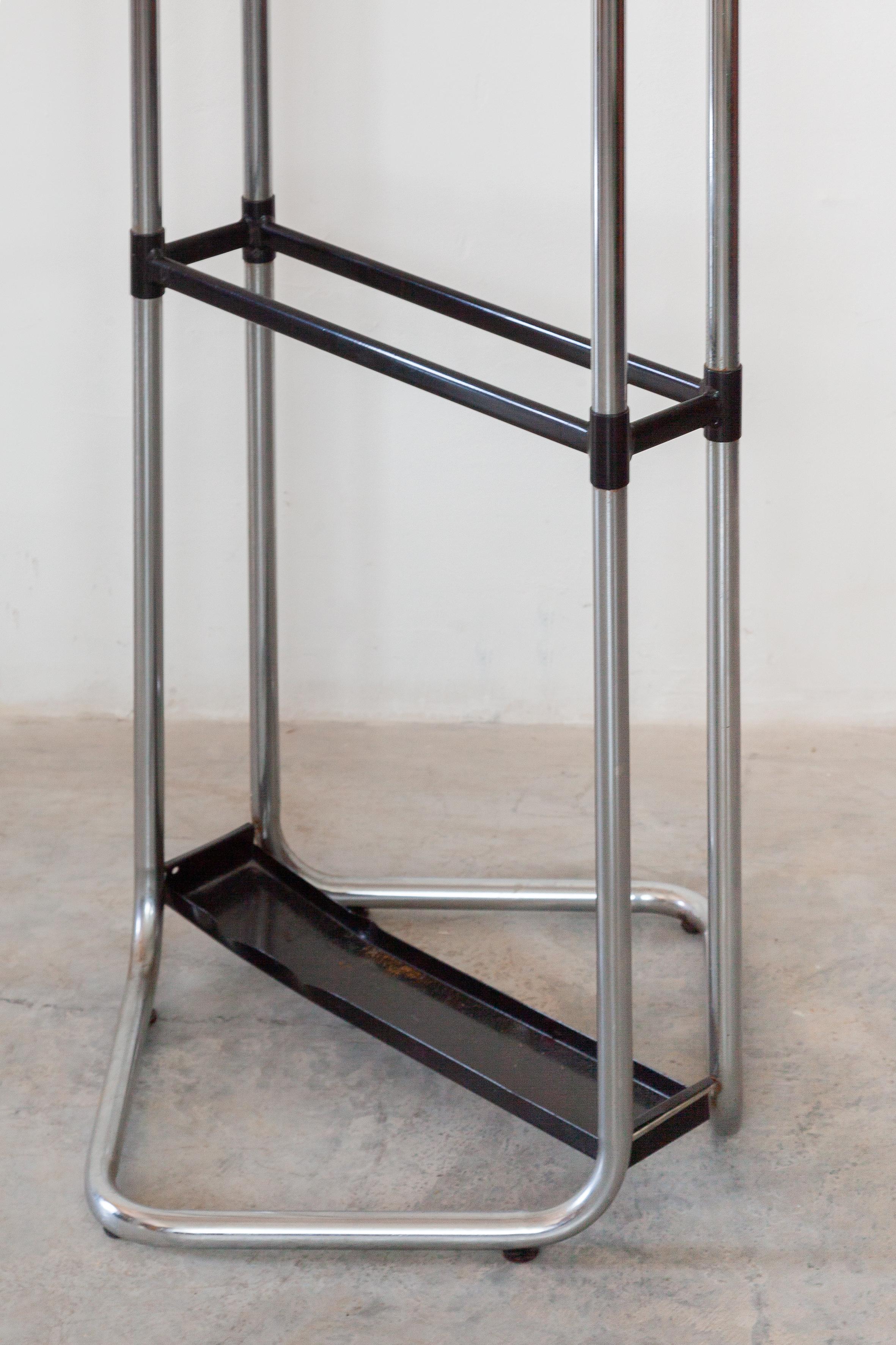 Hand-Crafted Modern Bauhaus Chrome Coat Rack, Umbrella Stand For Sale