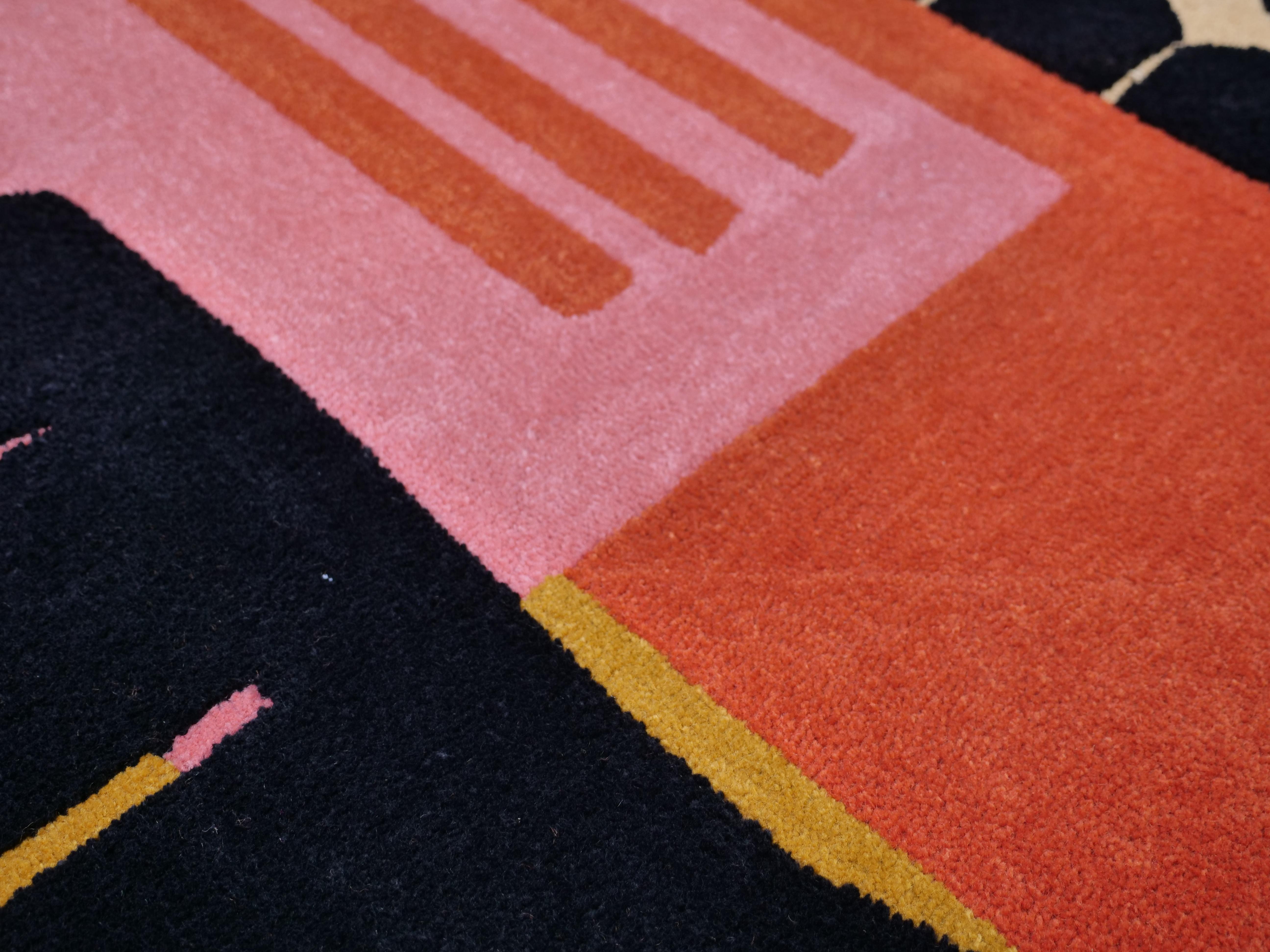 Mid-Century Modern Modern Bauhaus inspired rug with geometric design pattern name Dessau 1925.01 For Sale