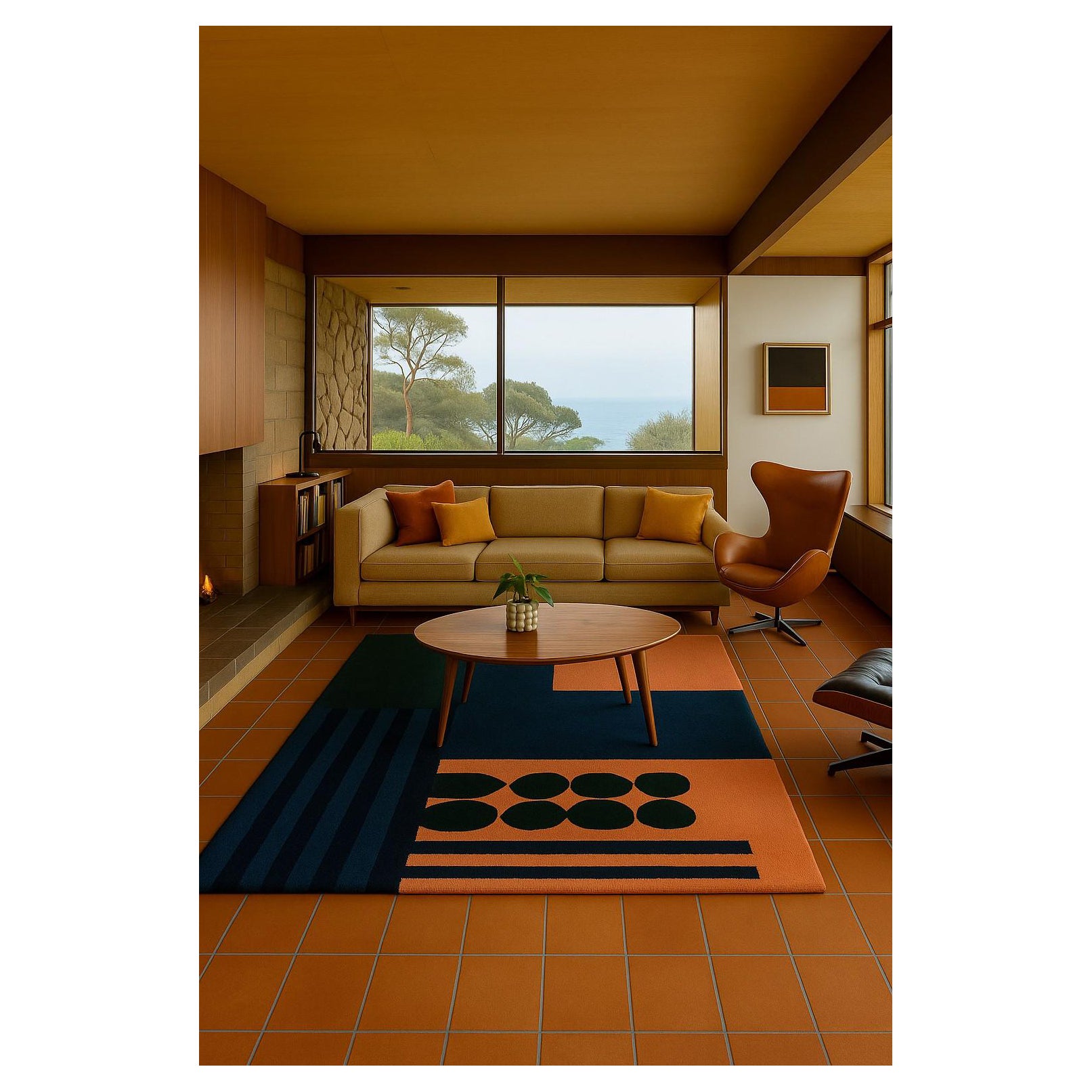 Modern Bauhaus inspired rug with geometric design pattern name Dessau 1925.02