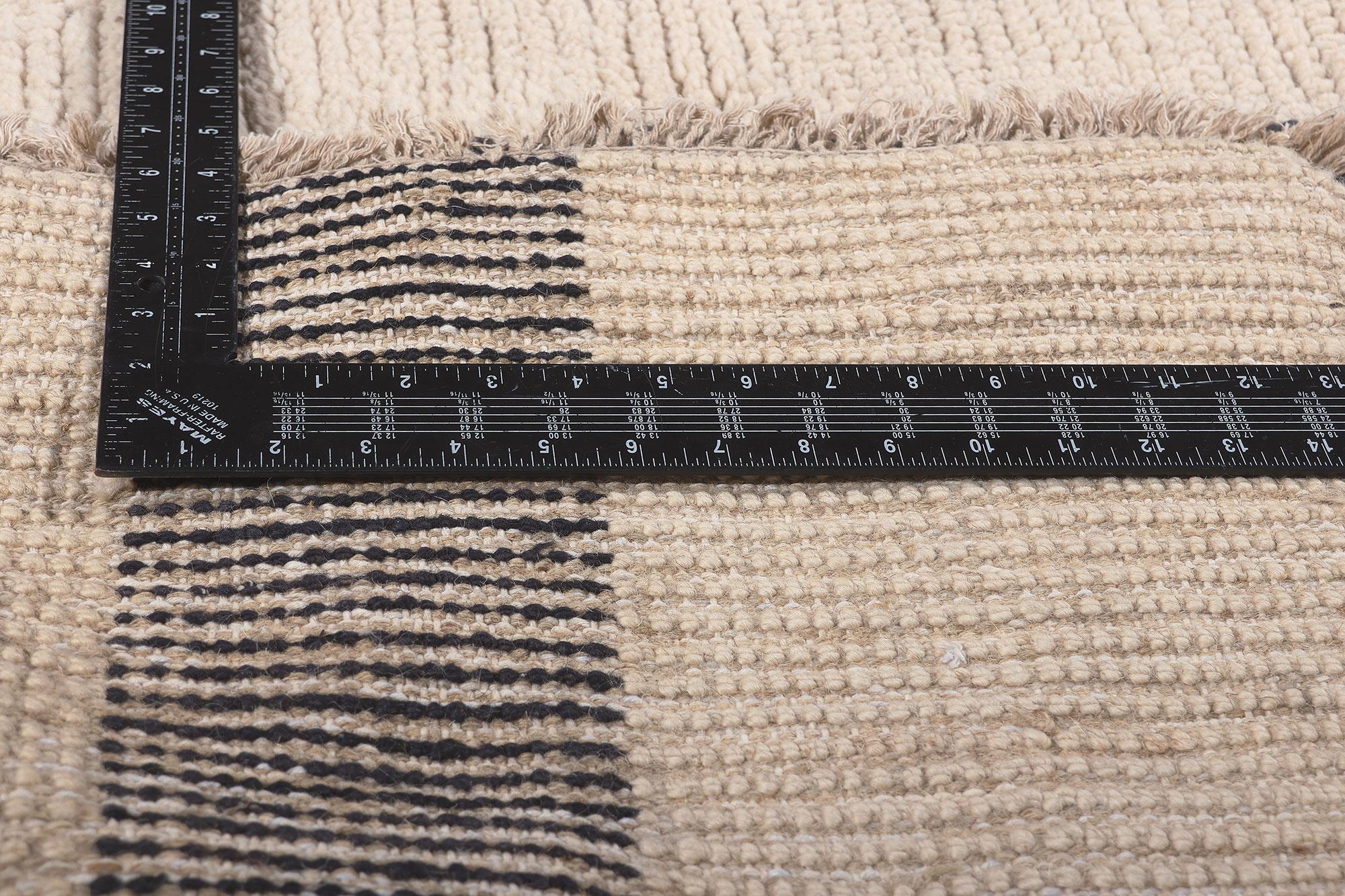 Contemporary Modern Bauhaus Moroccan Rug Inspired by Josef Albers, Ivory & Ebony For Sale