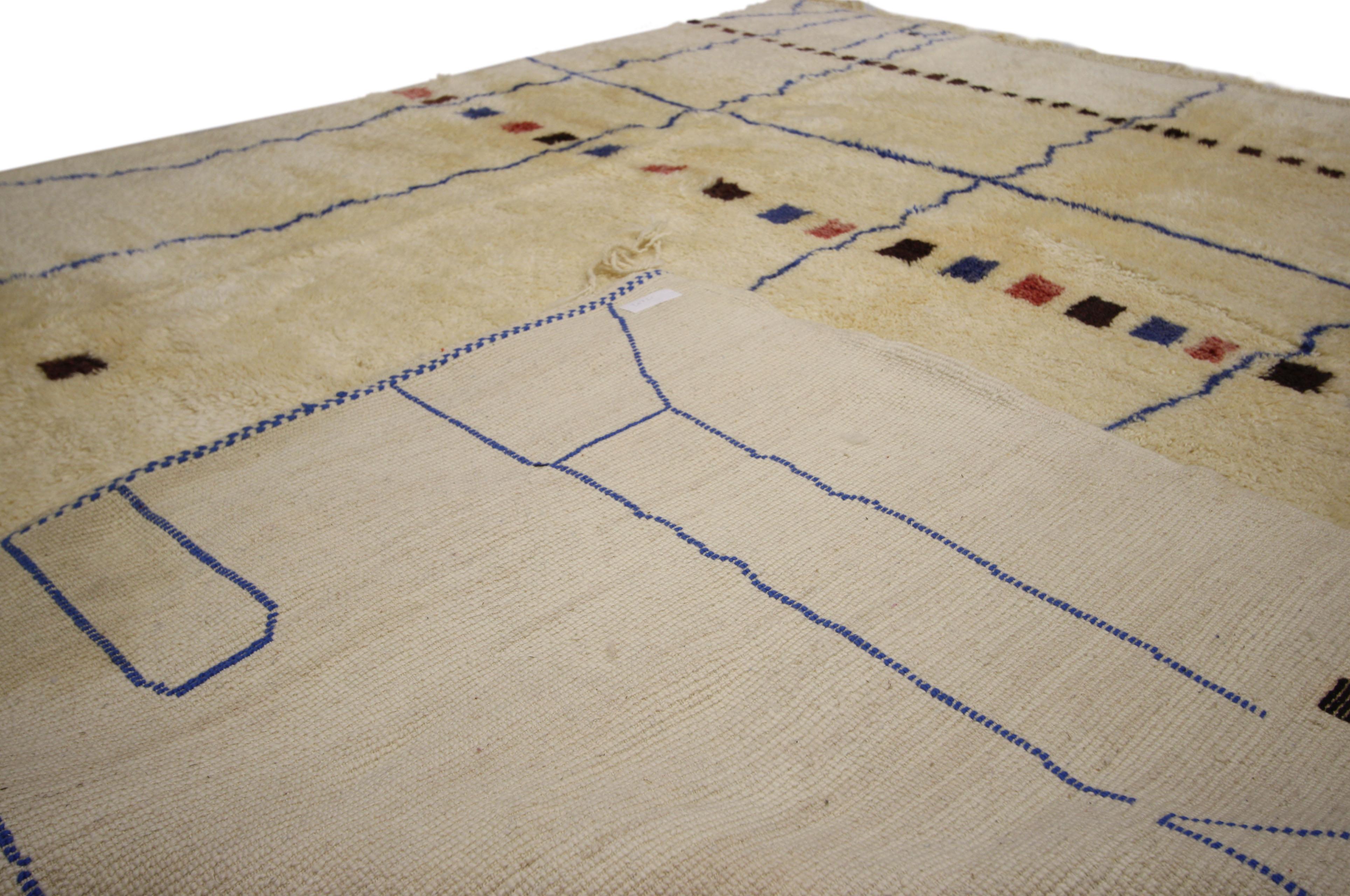 Modern Bauhaus Style Berber Moroccan Rug with Abstract Design In New Condition In Dallas, TX