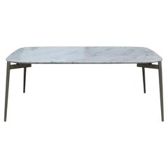 Modern B&B Italia Carrara Marble Square Coffee Table with Rounded Edges