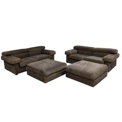 Modern B&B Italia Pair Lounge Loveseats and Two Ottomans