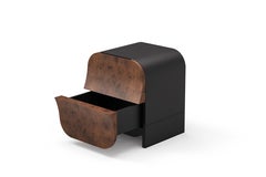 Modern Beans Brown Walnut Oak Root Bedside Tables, Set/2, Handmade by Greenapple