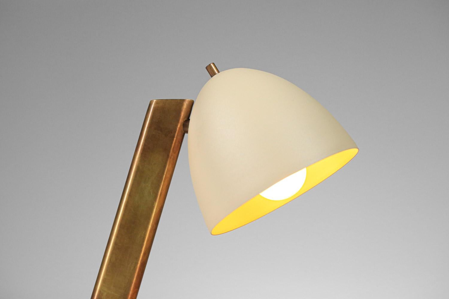 French Modern bedside lamp brass and lacquered metal, modernist style danke studio For Sale