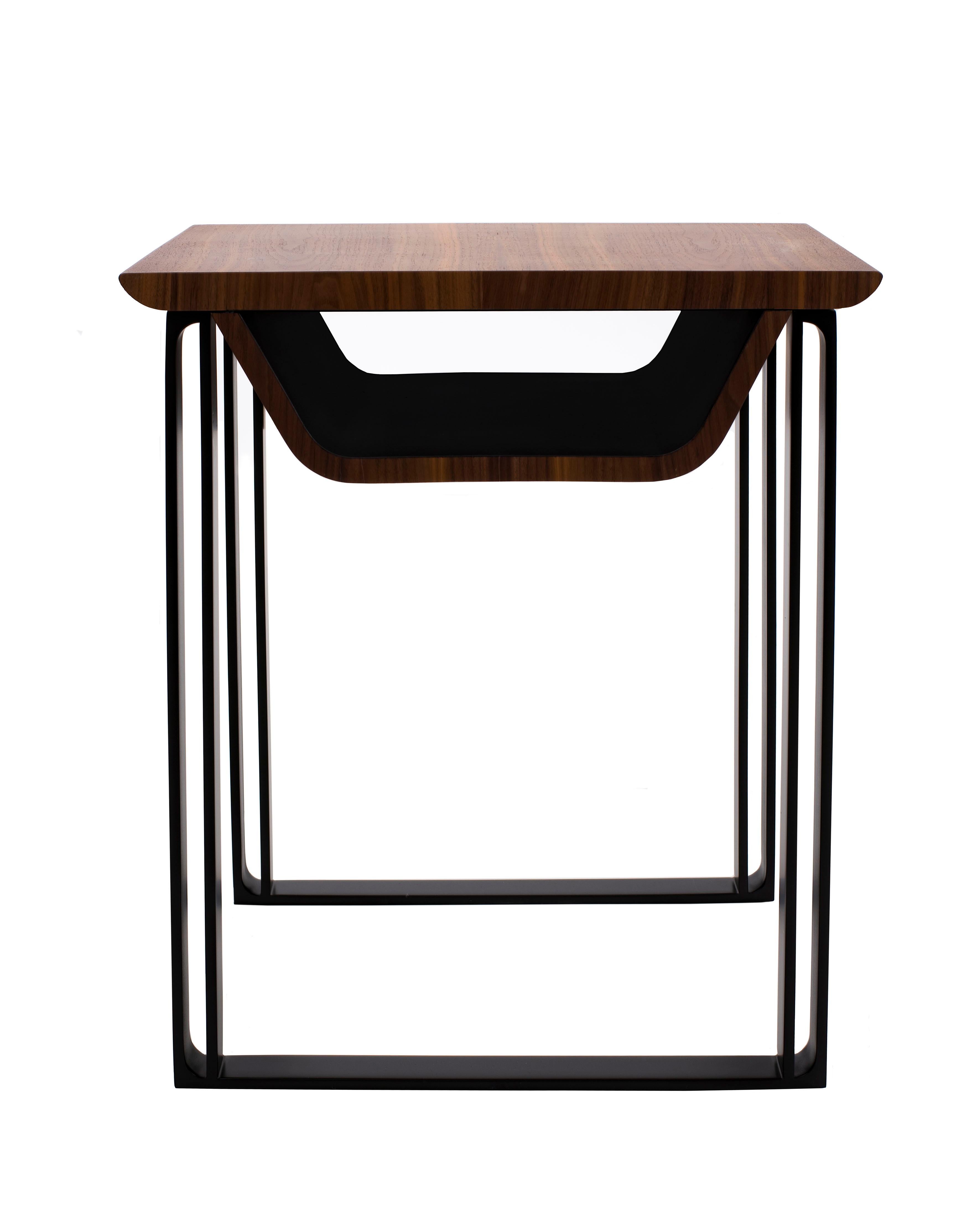Portuguese Modern Bedside Table / Side Table Wood and Steel by Cyril Rumpler For Sale