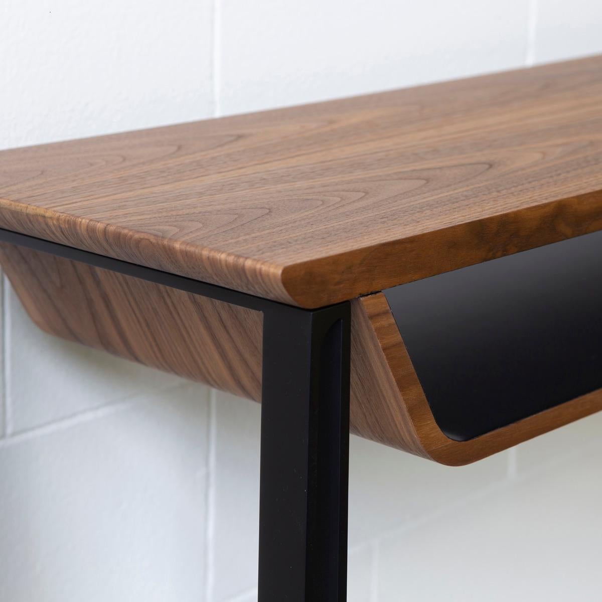 Veneer Modern Bedside Table / Side Table Wood and Steel by Cyril Rumpler For Sale