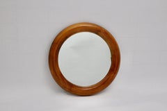 Modern Beech Vintage Round Wall Mirror, 1980s, Austria