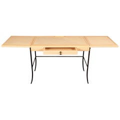 Modern Beechwood and Iron Desk in the Manner of Silvio Cavatorta