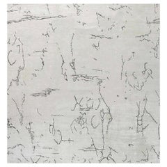 Modern Beige and Black Hooked Silk Rug by Doris Leslie Blau