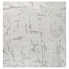 Modern Beige and Black Hooked Silk Rug by Doris Leslie Blau