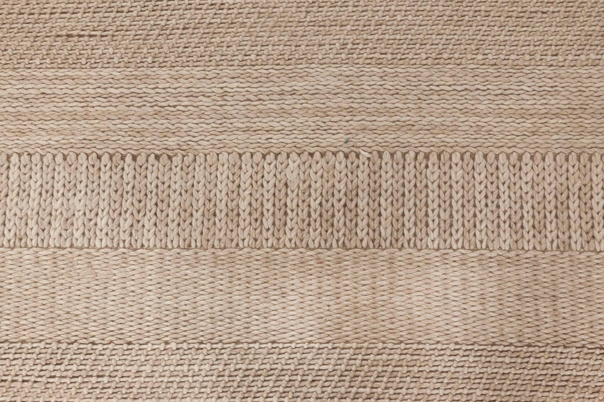 Indian Modern Beige and Gray Flat-Weave Wool Rug by Doris Leslie Blau For Sale