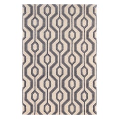 Tappeto moderno in lana a motivi beige e grigi 6'x9'