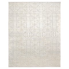 Modern Beige and Ivory Geometric Wool Rug 12'4''x15'9''