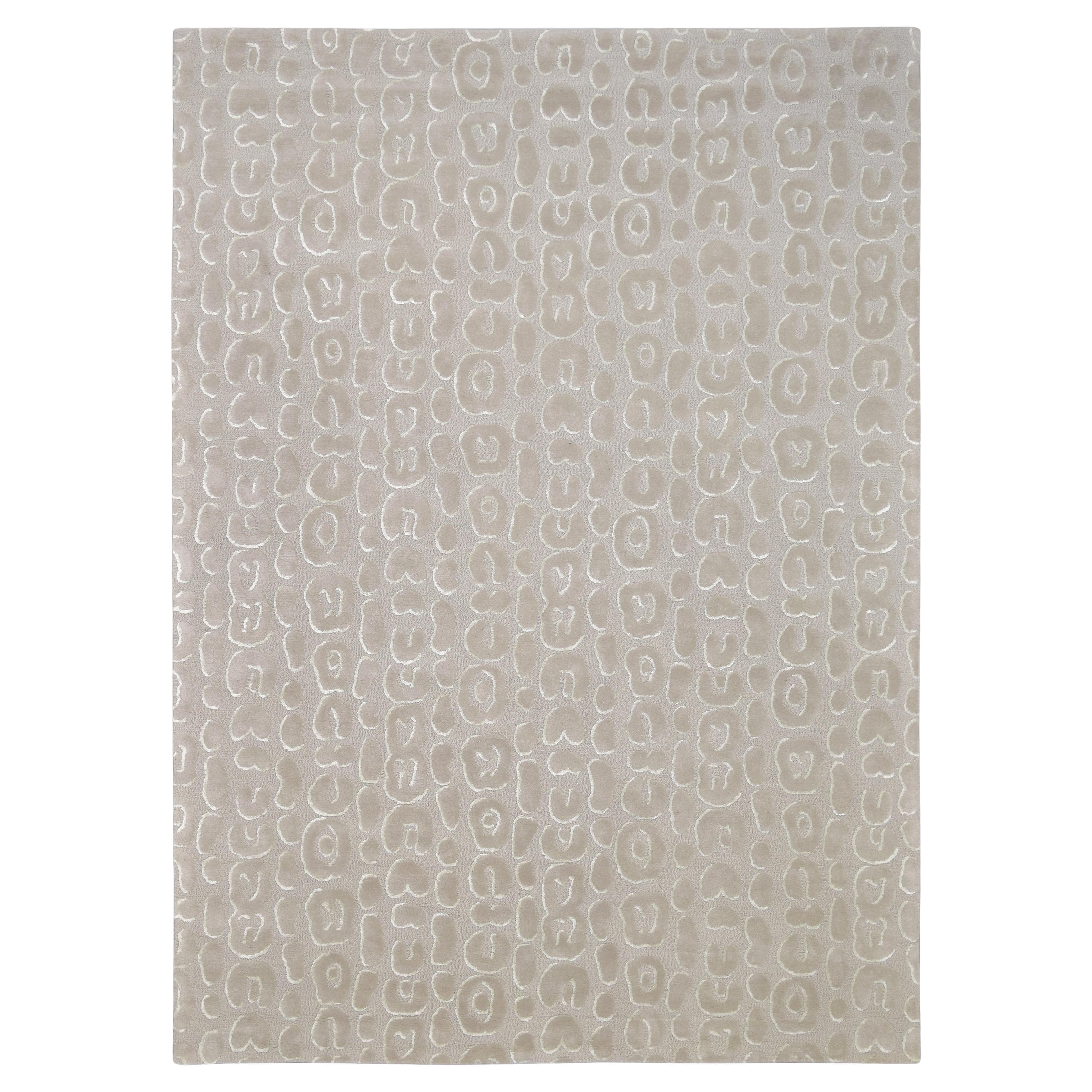 Modern Beige and Ivory Leopard Patterned Wool Rug 10'x14'