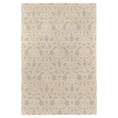 Modern Beige and Taupe Raised Motif Wool Rug 6'x9'
