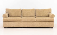 Modern Beige Chenille Upholstered Three-Seat Sofa