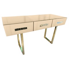 Moderner Konsolentisch in Beige mit Murano-Spiegelglas und Messing-Ausstattung
