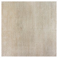 Modern Beige High-low Knotted Wool Rug by Doris Leslie Blau
