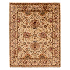 Tapis indien Peshawar moderne beige avec motif sur toute la surface