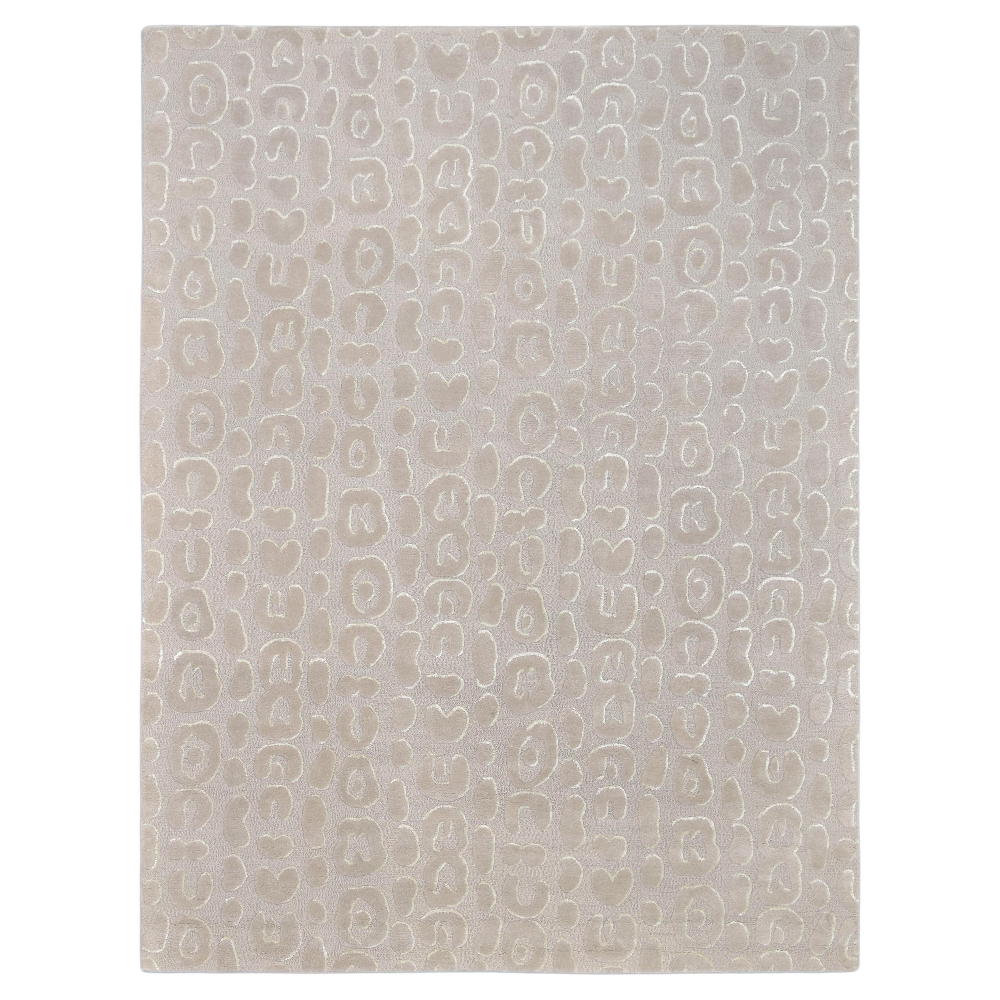 Modern Beige Leopard Designed Hand-Made Wool Rug 9'x12'