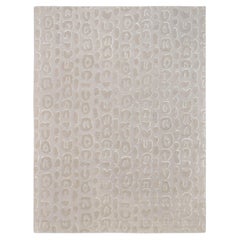 Modern Beige Leopard Designed Hand-Made Wool Rug 9'x12'