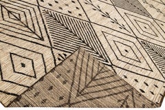 Modern Beige Moroccan Style Handmade Boho Designed Oversize Wool Rug