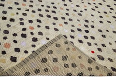 Tapis moderne en laine beige de style marocain de style Boho à pois faits à la main