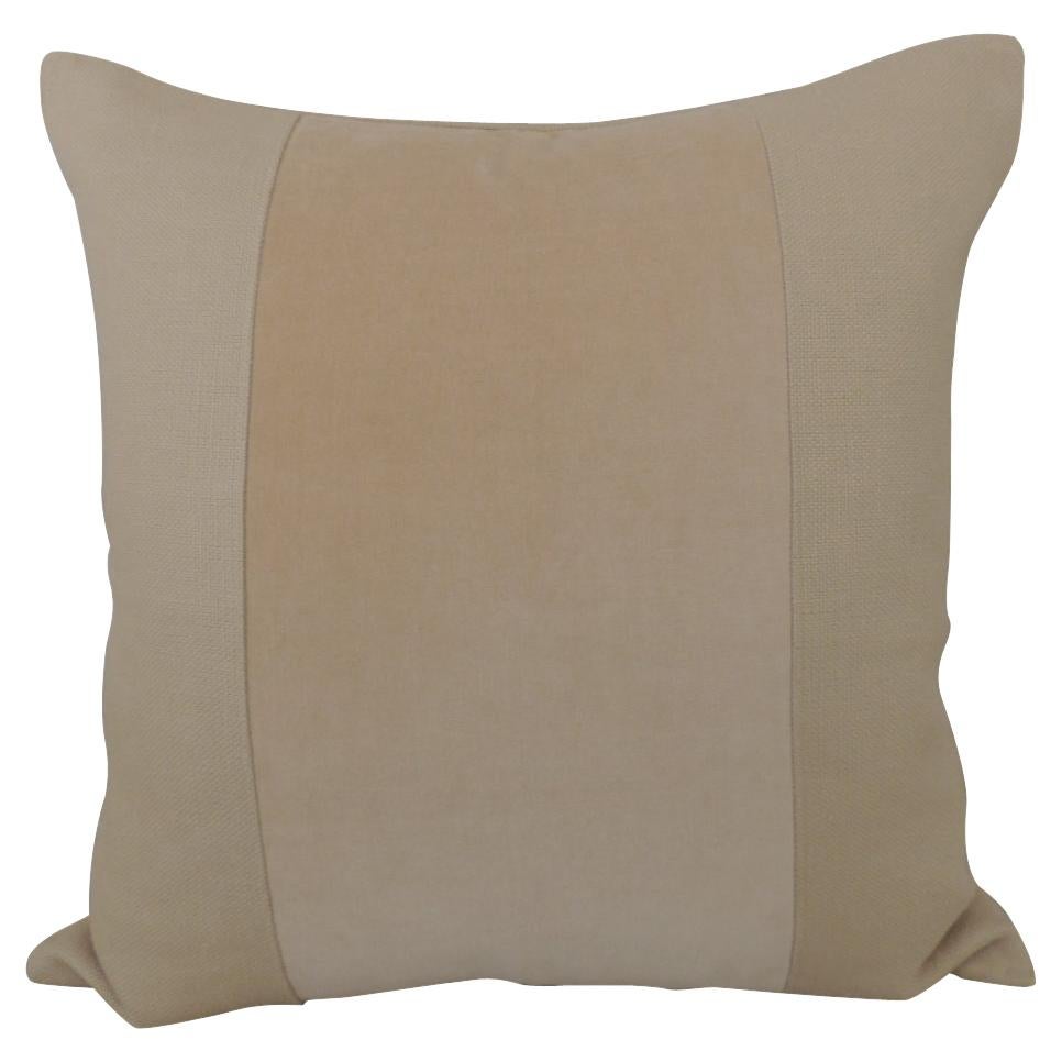 Pair of Modernist Square Pillows in Ecru and Muted Gold Tones with