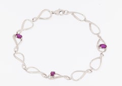 Modern Belgian 18kt White Gold Bracelet with Diamonds and Rubies