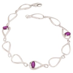 Modern Belgian 18kt White Gold Bracelet with Diamonds and Rubies