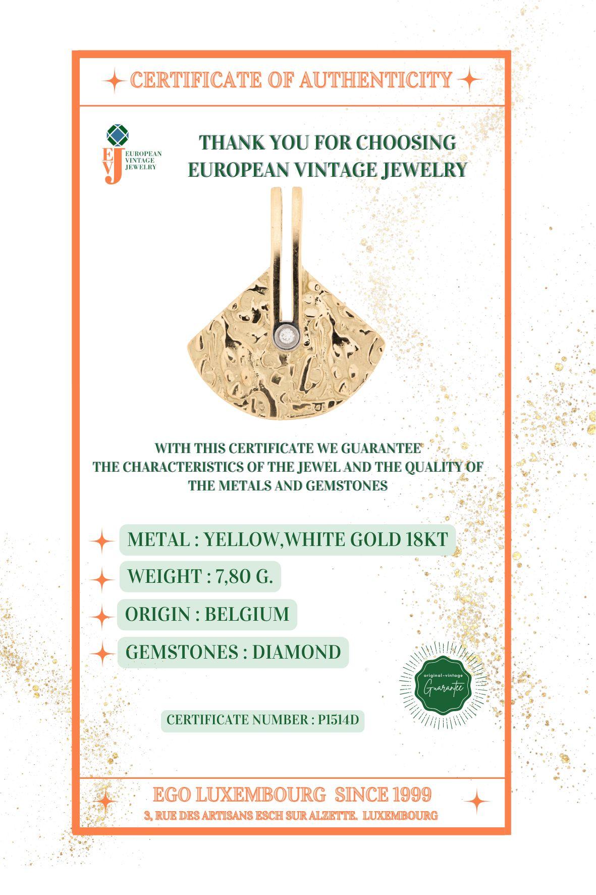 Modern Belgian 18kt Yellow Gold Diamond Pendant For Sale 3
