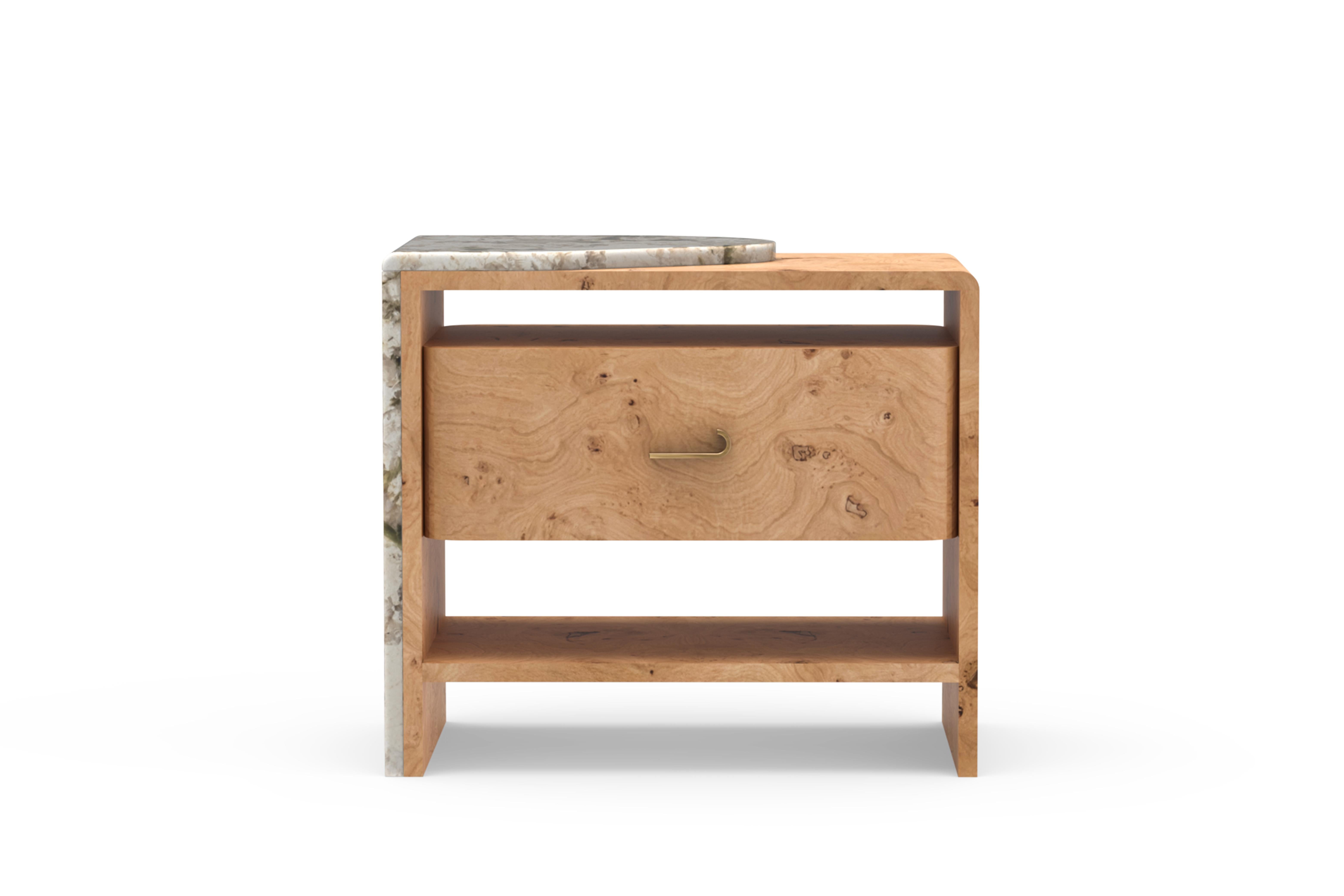 Mid-Century Modern Modern Belmonte Bedside Table, Patagonia Granite, Handmade Portugal Greenapple For Sale