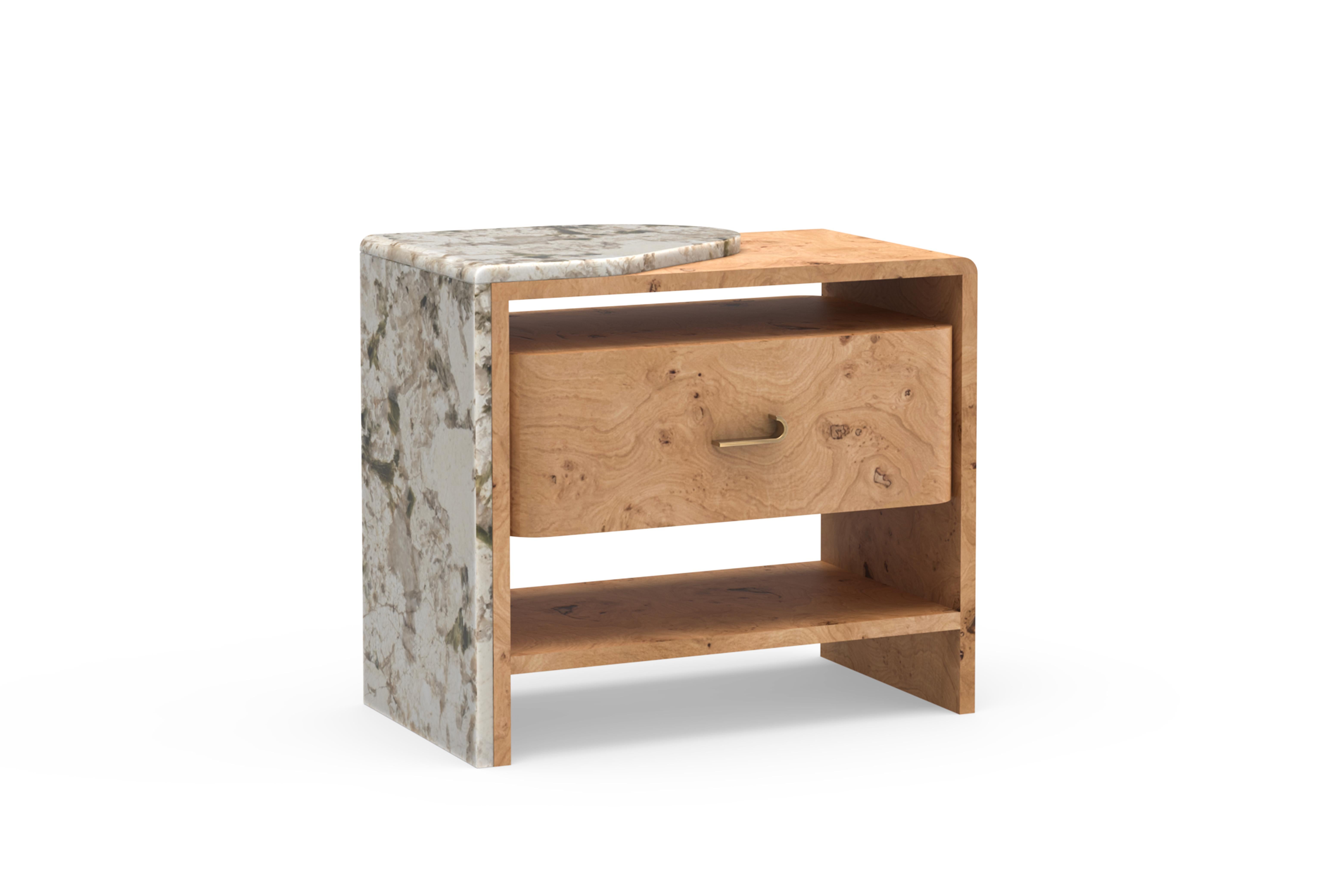 Portuguese Modern Belmonte Bedside Table, Patagonia Granite, Handmade Portugal Greenapple For Sale