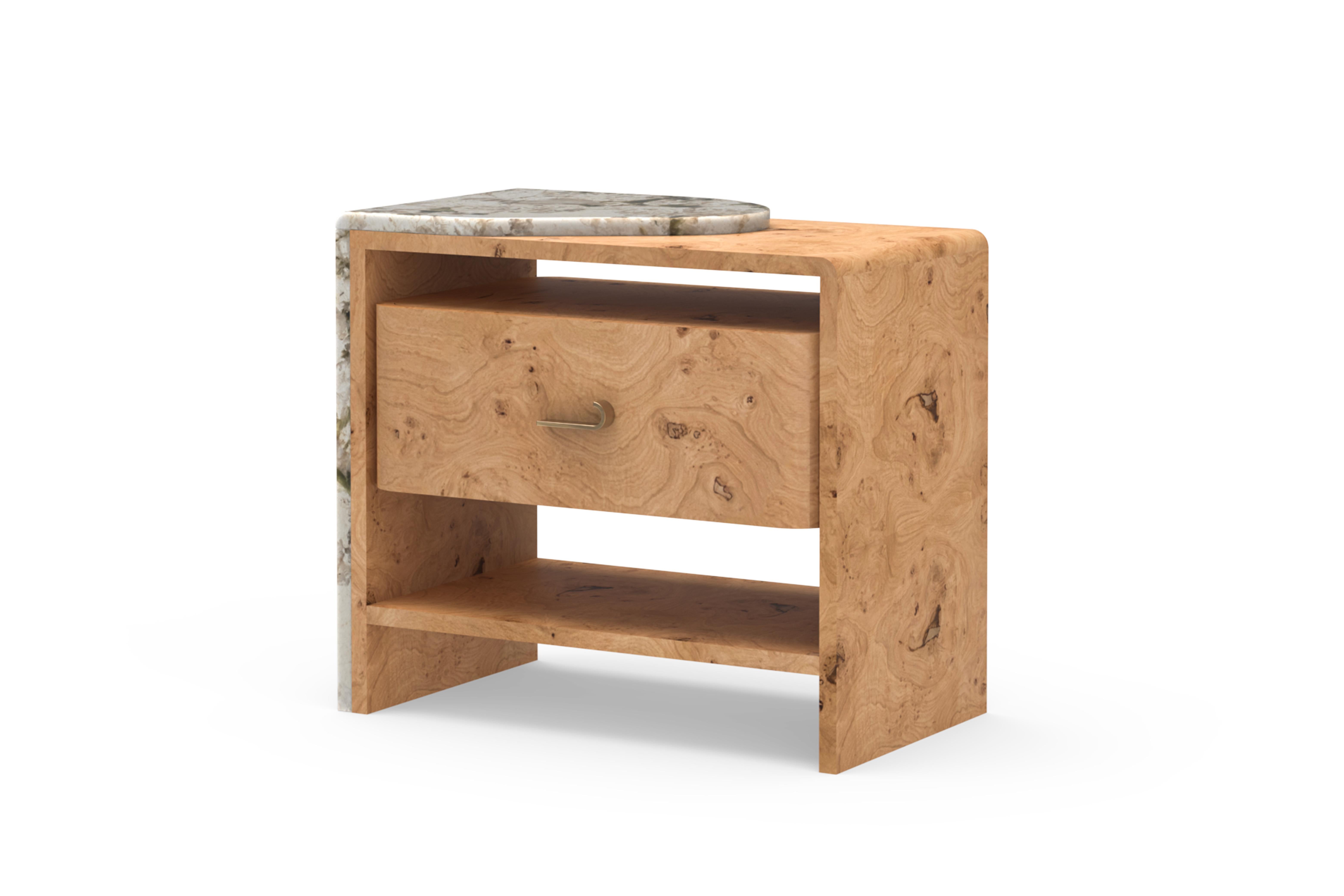 Woodwork Modern Belmonte Bedside Table, Patagonia Granite, Handmade Portugal Greenapple For Sale