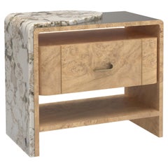 Modern Belmonte Bedside Table, Patagonia Granite, Handmade Portugal Greenapple