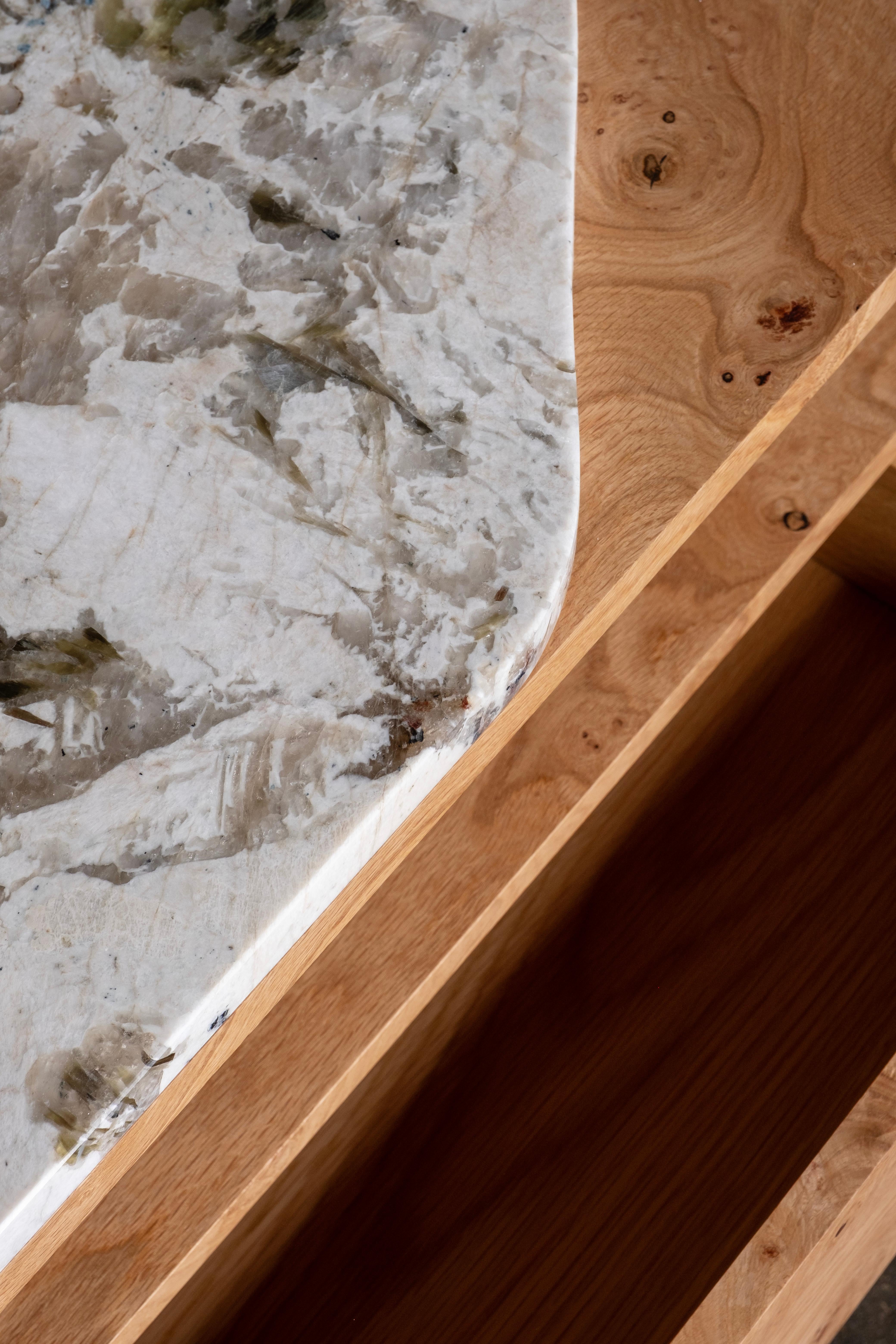 Modern Belmonte Bedside Table, Patagonia Quartz, Handmade Portugal Greenapple For Sale 2