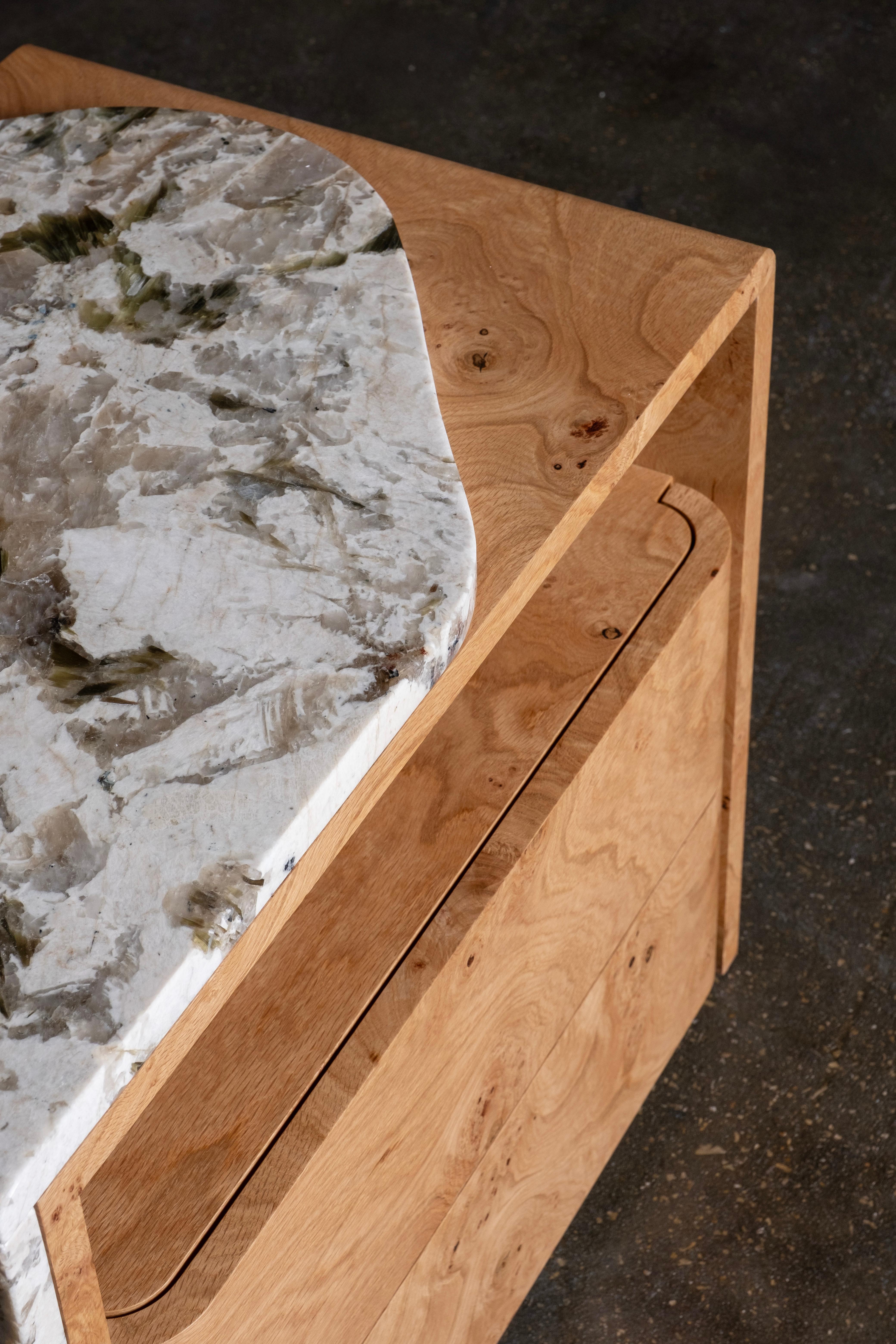 Modern Belmonte Bedside Table, Patagonia Quartz, Handmade Portugal Greenapple For Sale 1