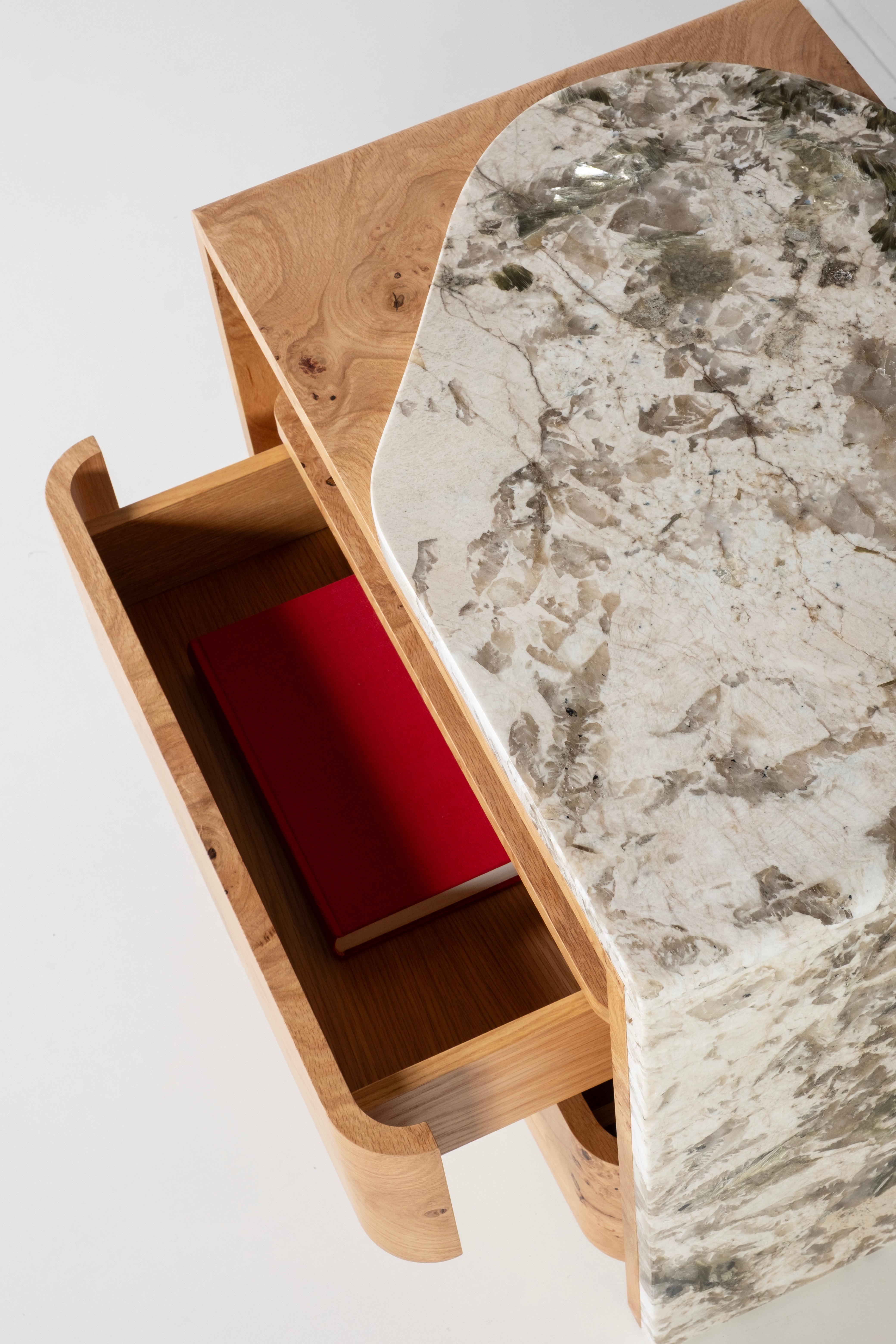 Modern Belmonte Bedside Table SET/2 Natural Quartz, Handmade Portugal Greenapple For Sale 2