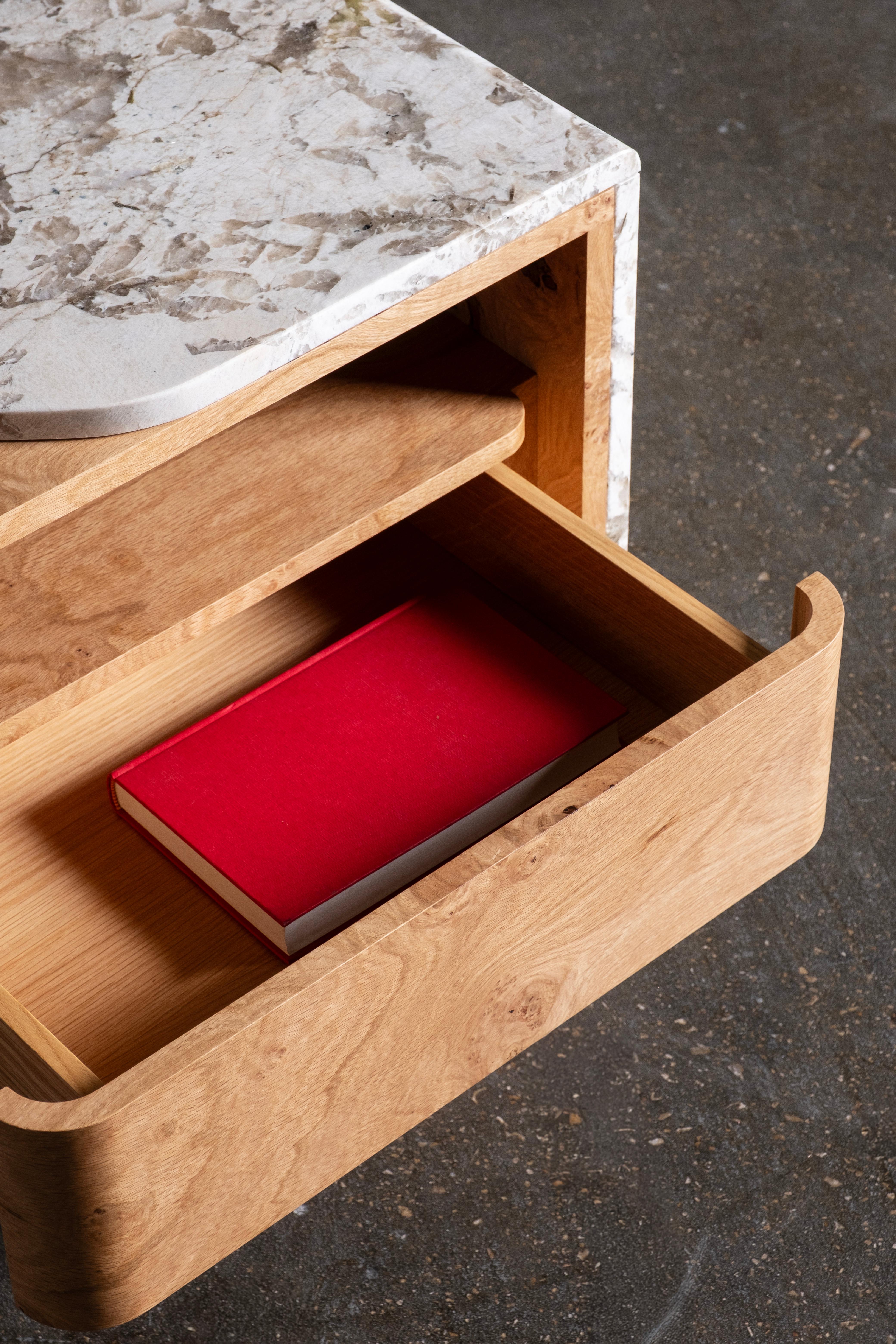 Modern Belmonte Bedside Table SET/2 Natural Quartz, Handmade Portugal Greenapple For Sale 3