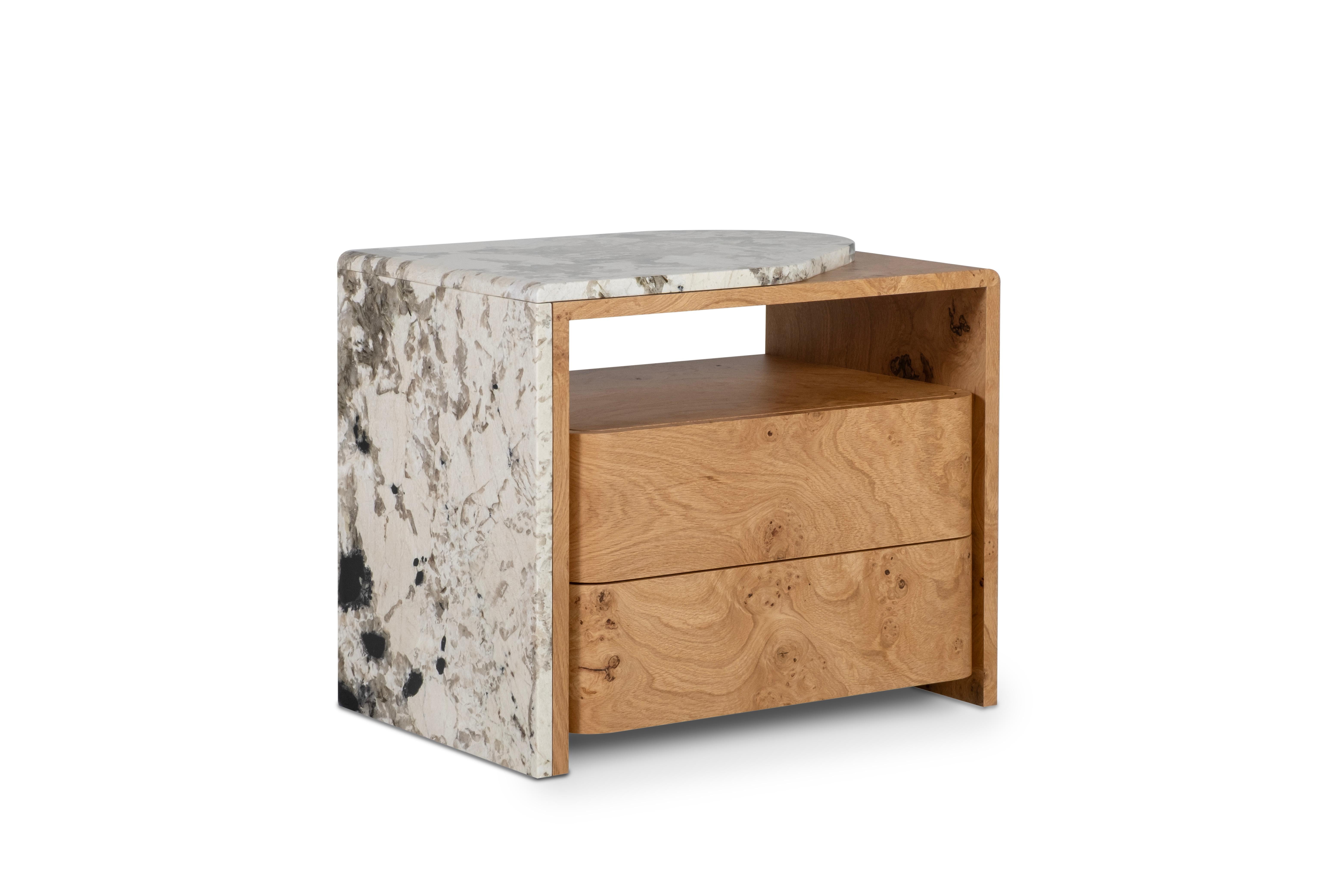 Modern Belmonte Bedside Table SET/2 Natural Quartz, Handmade Portugal Greenapple For Sale 4