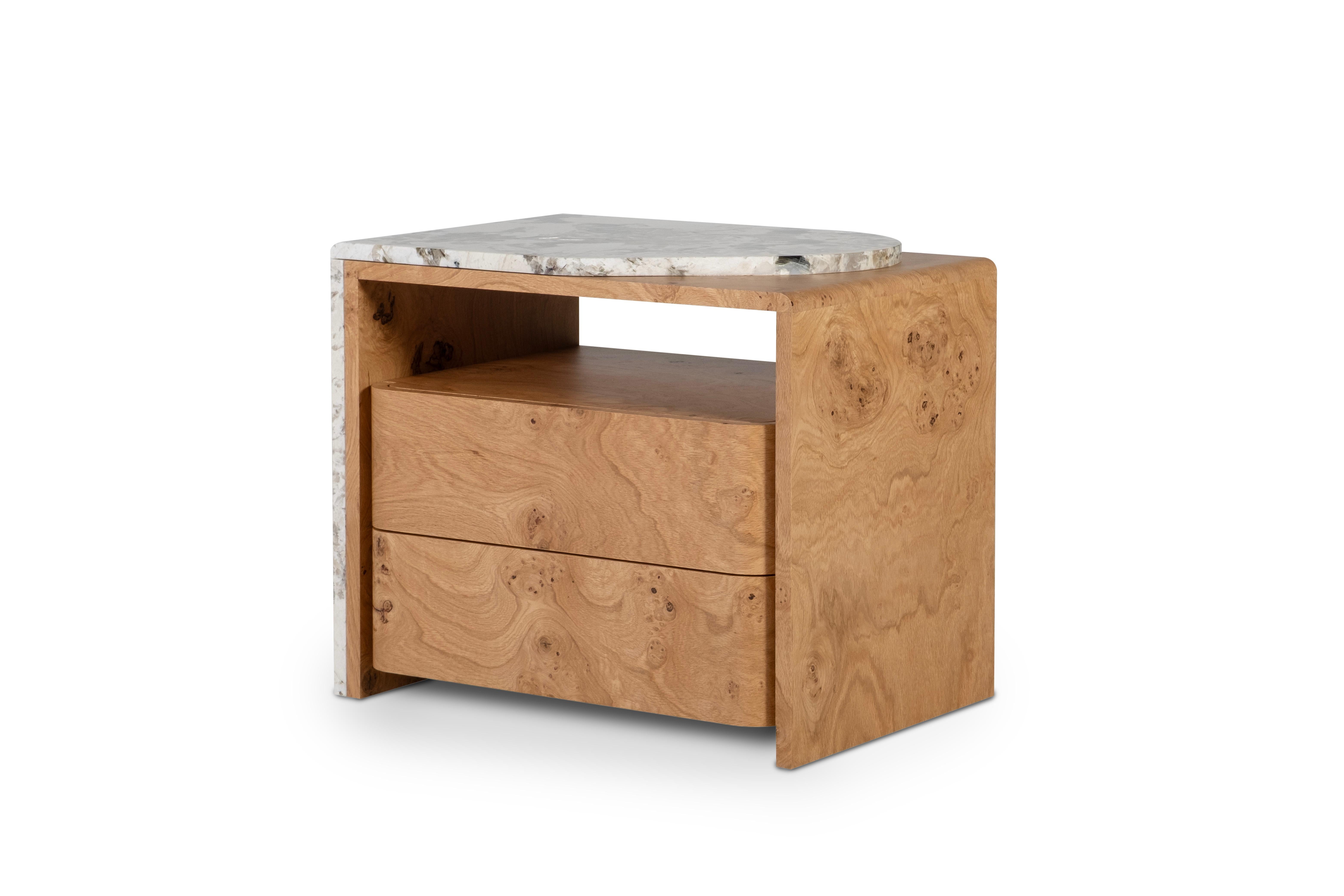 Modern Belmonte Bedside Table SET/2 Natural Quartz, Handmade Portugal Greenapple For Sale 5