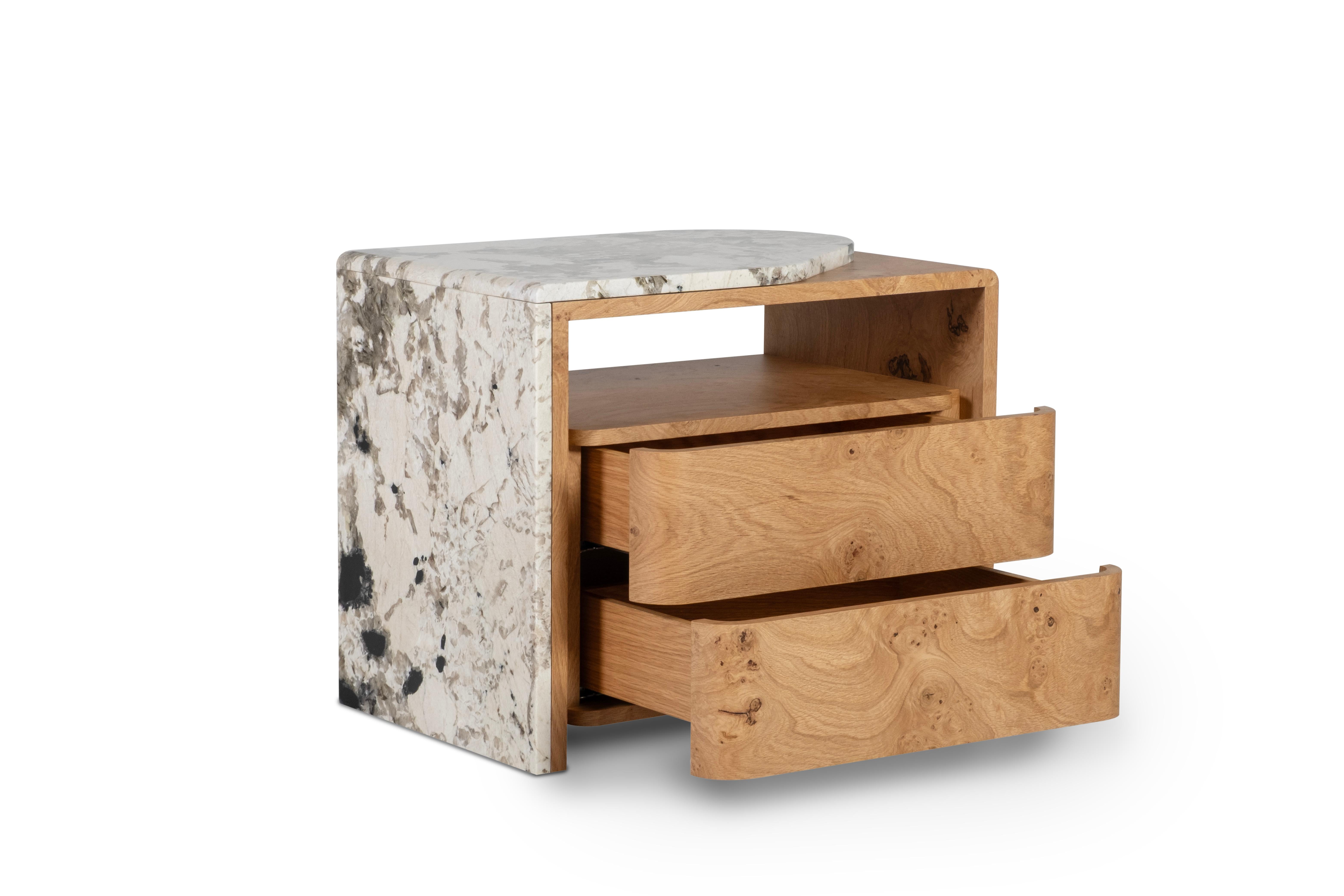 Modern Belmonte Bedside Table SET/2 Natural Quartz, Handmade Portugal Greenapple For Sale 6