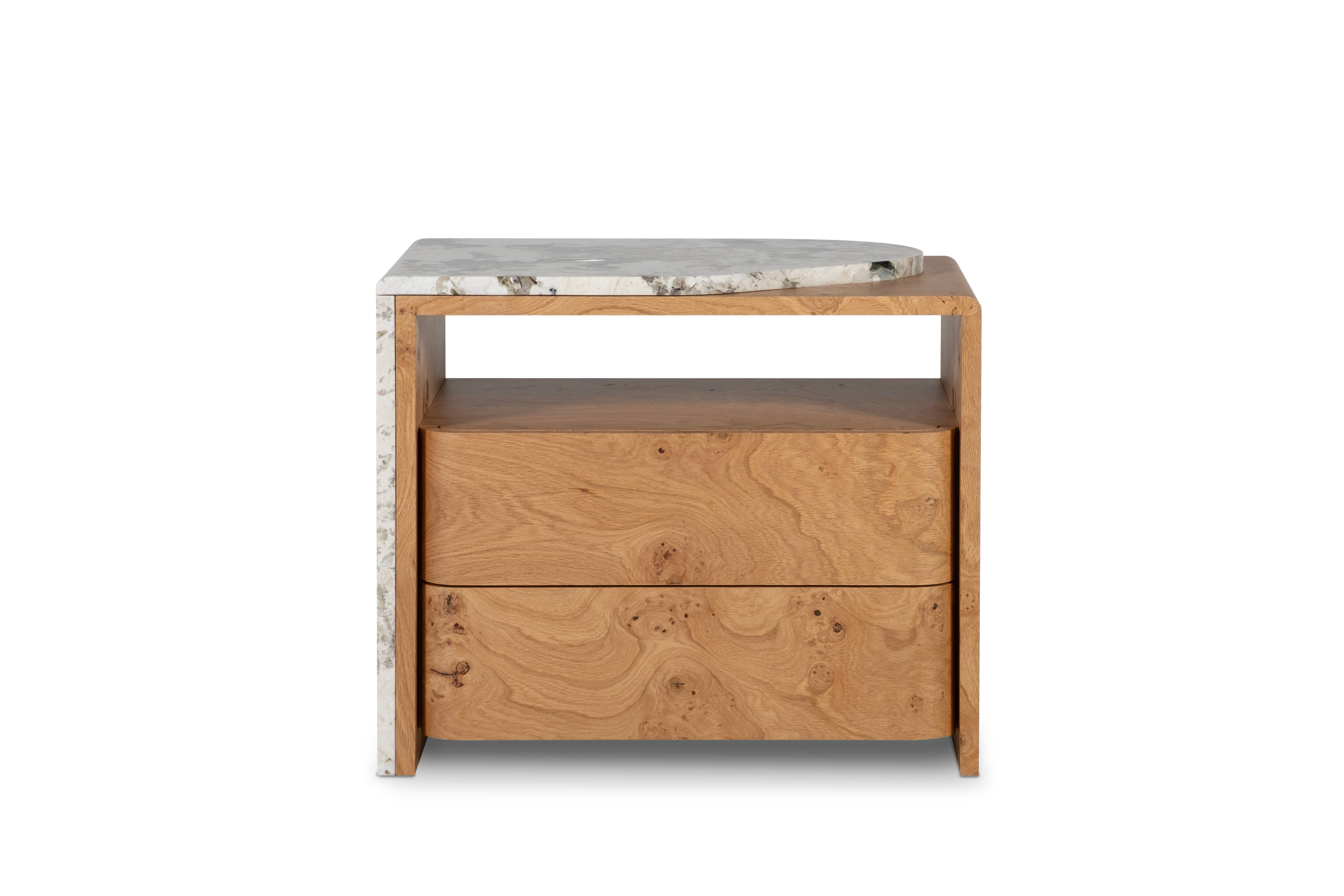 Modern Belmonte Bedside Table SET/2 Natural Quartz, Handmade Portugal Greenapple For Sale 7
