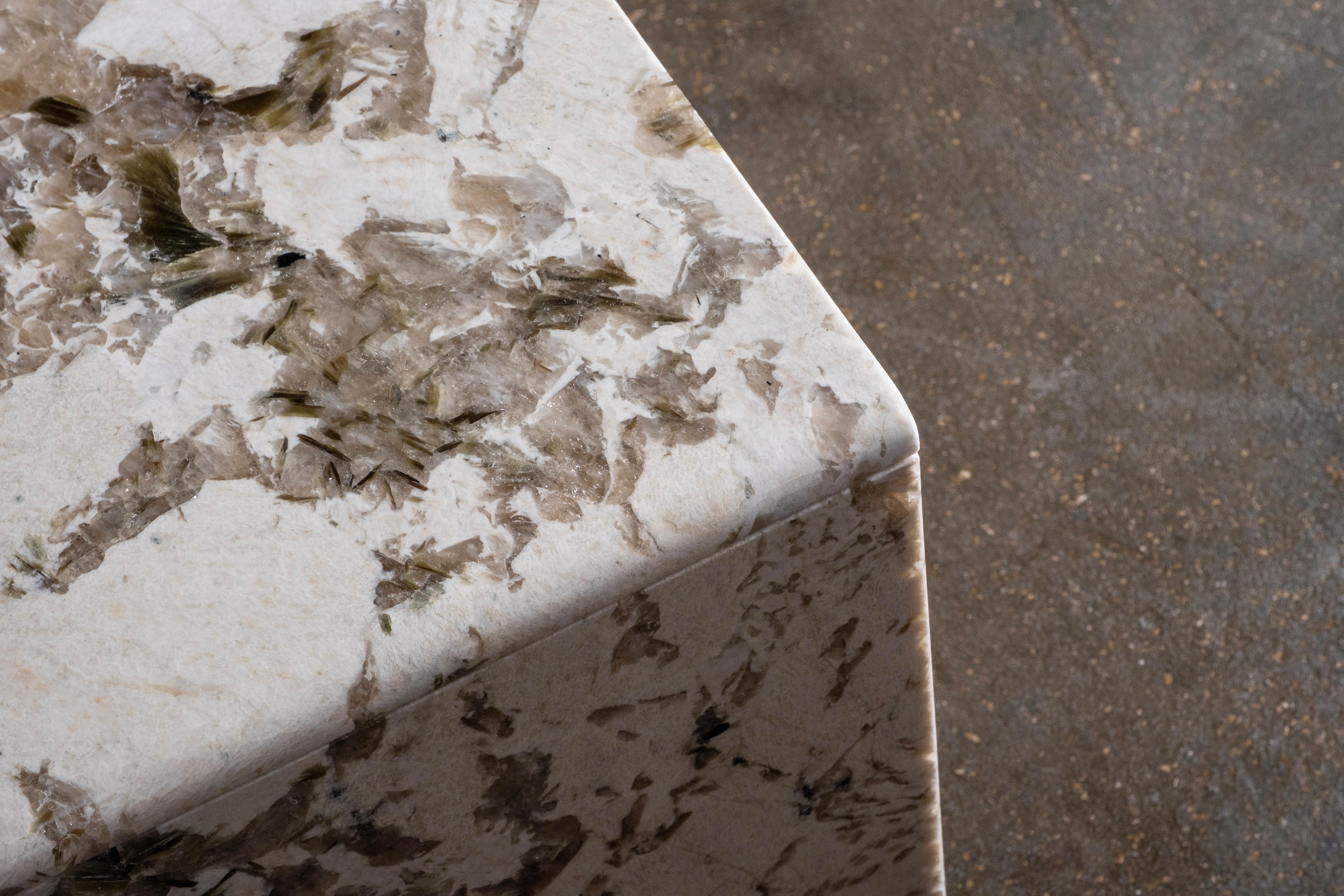 Modern Belmonte Bedside Table SET/2 Natural Quartz, Handmade Portugal Greenapple For Sale 11